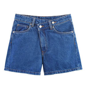 Shorts en jean décontractés pour femmes, style nouveau, sur mesure, avec détails boutonnés, 100% coton denim, respirant, durable, couleurs personnalisées disponibles - Product Image 1