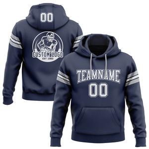 Wholesale & Dropship Custom <b>Stitched</b> Navy White-Gray Football Pullover Sweatshirt <b>Hoodie</b> - Product Image 1