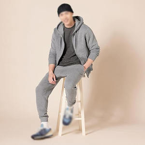 Sweat à capuche gris chiné 100% coton avec fermeture éclair |   Sweat-shirt décontracté à fermeture éclair intégrale |   Vêtements de rue confortables et élégants |   Sweat-shirts en coton doux - Product Image 4