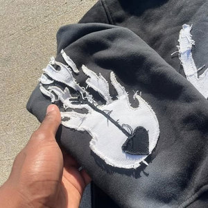 Best Full Sleeve Factory Direct Selling Men Distressed Acid Wash Tracksuit New Pocket Design Faded Men Distressed Tracksuits - Product Image 6