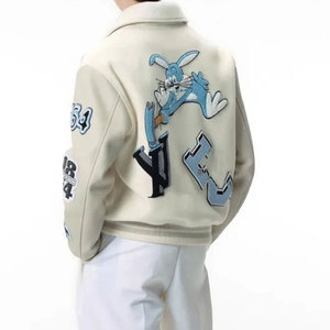 Derniers modèles de veste universitaire de baseball à manches longues pour hommes vestes Letterman avec logo imprimé en gel de silicone - Product Image 3