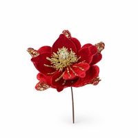 18 cm Samt-Kunstweihnachtssterne Blumenzweige Weihnachtsbaumschmuck Festliche Partydekoration Blumenstiele