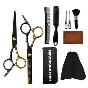 Set gunting rambut untuk penggunaan di rumah, gunting rambut, gunting penipis, gunting cukur, set pemotong rambut untuk tukang cukur