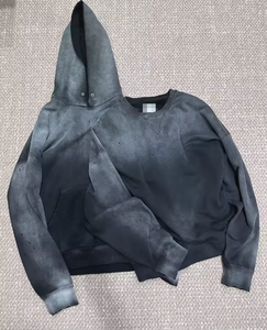 Logo personnalisé brodé avec appliques Sweats à capuche unisexe vieillis Pull lourd surdimensionné Sun Faded Streetwear Acid Wash Hoodies - Product Image 2