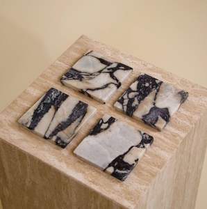 Natural Marble <b>Coaster</b> Set Handcrafted Stone <b>Drink</b> <b>Coasters</b> Heat Resistant Table Protection for Home Kitchen Hotel Restaurant - Product Image 1