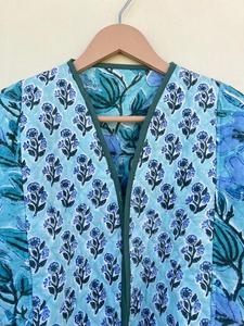 แจ็กเก็ตสไตล์กิโมโนบุนวมของผู้หญิงพิมพ์ลายดอกไม้เสื้อแจ๊กเก็ตลำลองพร้อมกระดุมตกแต่งทุกฤดู - Product Image 6