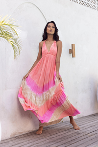 Vestido Maxi de Mujer, Hecho a Mano, con Estampado Digital, Ecológico, 100% Algodón, Tejido Multicolor, Superventas, Primavera Verano - Product Image 2