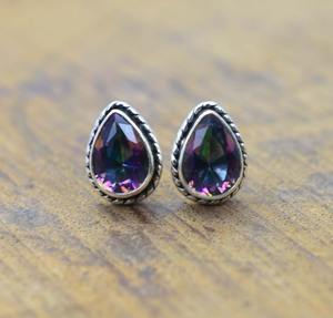 Bijoux pour femmes Boucles d'oreilles style bohème en argent Boucles d'oreilles en argent sterling 925 avec topaze mystique Boucles d'oreilles faites main tendance - Product Image 2