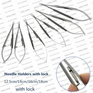 ที่จับเข็มคาสโตรวิเยโฮ สแตนเลส แบบล็อคด้วยมือ ได้รับการรับรองมาตรฐาน CE แบบตรง/โค้ง ใช้ซ้ำได้ สำหรับการผ่าตัดจักษุ - Product Image 2