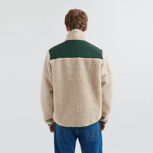 Custom Embroidery logo Stand Collar <b>Wool</b> Fluffy Sherpa Fleece <b>Jacket</b> for <b>Men</b> - Product Image 4