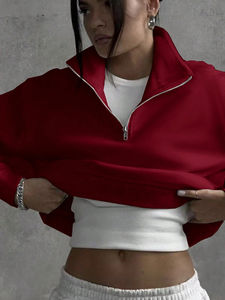 Custom Women's <b>Crewneck</b> Sweatshirts Best Selling Loose Fit Front Logo Lined Breathable for Winter Wholesale - Product Image 3