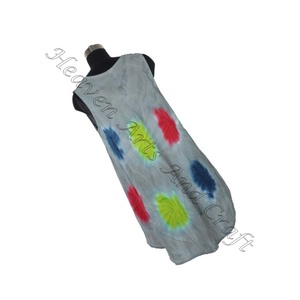 Peso ligero y suave rayón Tie Dye vestido estampado Tie Dye largo Maxi vestido hecho a mano con sin mangas Tie Dye cuello redondo Boho largo - Product Image 6