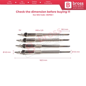 Bougies de préchauffage BGP56-1 (4 pièces) GX4161 12291RBDE01 12291RL0G01 pour 2.2 CDTI - Product Image 5