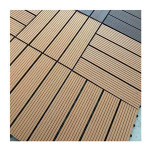 Piastrelle per esterni ad incastro impermeabile Anti-scivolamento WPC pavimenti in legno composito in plastica Patio pavimento in legno venatura del legno spazzolato - Product Image 2