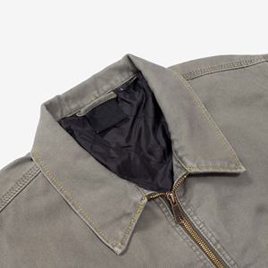 เสื้อแจ็กเก็ตผ้าซาตินสำหรับผู้ชายเสื้อทำงานแนวสตรีทเสื้อทำงานผ้าแคนวาสสำหรับใส่ทำงานมีซิปปกสองชั้น - Product Image 4