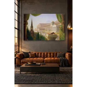 Fida Thomas Cole, le rêve de l'architecte, impression sur toile des temples anciens et de l'église gothique - Product Image 2