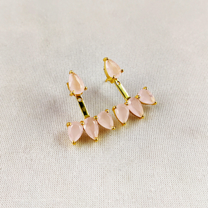 Pear Shape Faceted Pink Chalcedony Gemstone Ear <b>Jackets</b> | Handmade Women Jewelry - Product Image 4