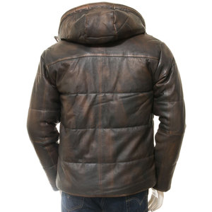OEM ODM Service Men's Full Sleeve Hooded Collar Leather Jacket Product for Adults Winter Jacket - Product Image 2