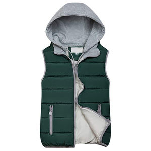 Abrigo de chaleco acolchado verde con estilo para hombre Ropa exterior informal de calidad con cierre de cremallera Cálido y logotipo decorado - Product Image 3