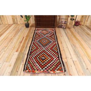 พรมวินเทจสไตล์ตุรกี ขนาดใหญ่พิเศษ 3.1x7.4 ฟุต ลายต้นไม้และพืชสีแดงส้ม - Product Image 1