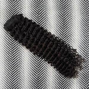 Extensions de cheveux humains vierges à clipser, 8-28 pouces, bouclés Jerry, noir naturel # 1b - Product Image 4