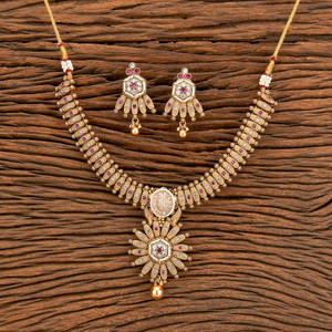 Collier arabe plaqué or antique artificiel ensemble avec placage or mat pour les femmes dans le mariage - Product Image 3