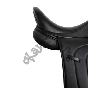 Selle de Dressage anglaise fabriquée à la main en cuir véritable noir siège profond épais genou rouleaux point raffiné détaillant Mono rabat pour - Product Image 3