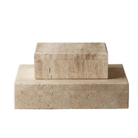 Boîte de rangement en pierre de travertin élégante, design minimaliste et durable, idéale pour organiser les accessoires dans une décoration intérieure moderne et élégante