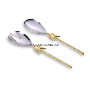 Poignée de conception de feuille d'aluminium or poli Décoration de table en laiton pur Serveur de gâteau et couteau pour accessoires de cuisine - Product Image 6