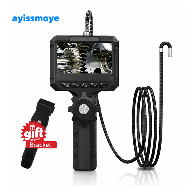4.3 Inch IPS Screen 360 Degree Articulating Endoscope 1080P Steering Industrial Borescope Camera IP67 Rated 6X Zoom 1m Line 3hr