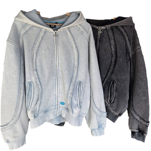 Sudadera con Capucha Casual para Hombre, 100% Algodón, con Cierre, Forro Polar, Mangas Largas, Bolsillo, Tinte Liso, Bordada, Secado Rápido y Transpirable, Venta al Por Mayor - Product Image 1