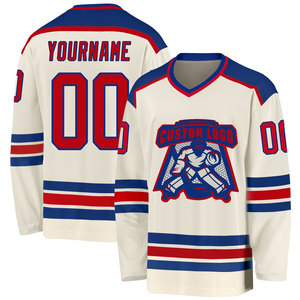 Maillot de hockey personnalisé avec des rayures sublimées, logo d'équipe en twill, maillot de hockey personnalisé avec broderie, uniforme pour le hockey sur glace - Product Image 4