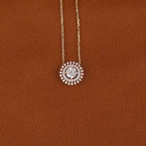 Luxurious Minimal 18KT <b>Solid</b> <b>Gold</b> Plated Round Cut Lab Grown Diamond <b>Pendant</b> New Trendy Classic Style Charming fashion <b>Pendant</b> - Product Image 1