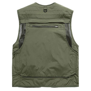 Chaqueta Unisex Impermeable y Cortavientos de Algodón Rip-Stop para Exteriores, Chaleco de Malla Personalizado con Múltiples Bolsillos y Cierre de Cremallera para Pesca Táctica - Product Image 2