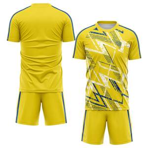 Uniforme de football personnalisé de haute qualité, léger, respirant, 100% polyester, logo d'équipe, col en V, manches courtes, antibactérien - Product Image 2