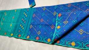 Exclusif Deshi Dhakai Jamdani Sharee Qualité Supérieure pour Femme JAMDANI FABRIC Bleu ROUGE VERT Doré Bleu Ciel du Bangladesh - Product Image 6