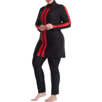 Maillot de bain 2 pièces de haute qualité, imprimé intégral, imperméable, séchage rapide, respirant, grande taille, style arabe musulman, pour femme, avec fermeture avant, effet délavé