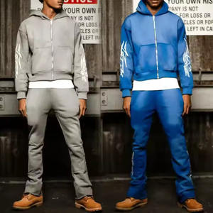 Poids lourd Sun Faded Baggy pantalon de survêtement droit AcidWash sweat à capuche Sun Faded Flare survêtements en gros hommes survêtement ensemble Jogging - Product Image 4