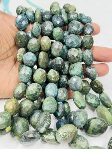 Perles de forme ovale à facettes en turquoise tibétaine naturelle AAA Taille 18 à 25mm Brin de 14 pouces - Product Image 5