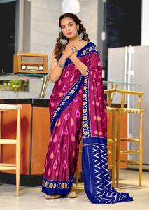 ชุดส่าหรีคอลเลกชั่นผ้าคอตตอนพิมพ์ลายบล็อก prexa ikkat คอลเลกชั่นน้ำหนักเบาแบบเต็มแคตตาล็อกสำหรับงานปาร์ตี้ขายส่ง - Product Image 4