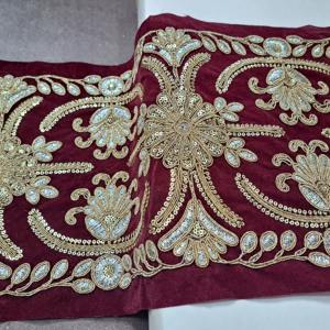 Tissu en dentelle brodée de haute qualité en polyester/coton/métallique pour la décoration de vêtements de mariée, marque TSL, export en gros - Product Image 2