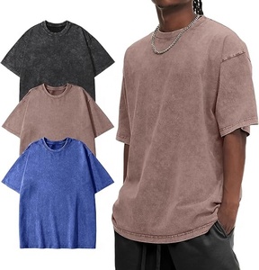 Camiseta de Manga Corta para Hombre, Oversize, de Algodón Lavado, Cuello Redondo, Color Sólido, Corte Casual - Product Image 1