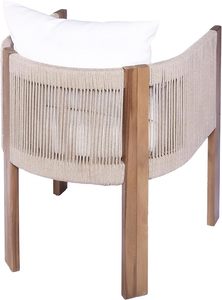 Fauteuil en teck avec panneau tressé en corde, chaise d'extérieur rembourrée pour le bord de la piscine - Product Image 4