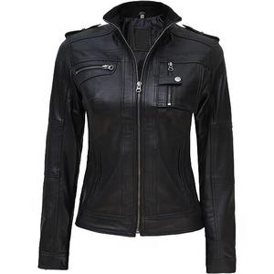Veste en cuir véritable en peau de mouton pour femmes pour automne hiver respirant col montant fini solide disponible prix de gros - Product Image 1