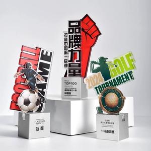 Custom Acrylic Award <b>Trophy</b> - Transparent Recognition & Appreciation <b>Plaque</b> with Wood Base for Corporate Events & Advertising - Product Image 2