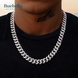 Gran oferta, 12mm, Plata de Ley 925, 14K, chapado en oro blanco, VVS, moissanita helada, diamante, cadena de eslabones cubanos, collar de joyería de Hip Hop - Product Image 1