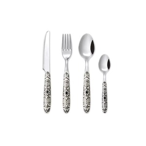 Juego de 4 cubiertos de acero inoxidable, utensilios de cocina ideales, mesa, café, uso doméstico, cubiertos chapados en Color plateado, mango de diseñador en la India - Product Image 2