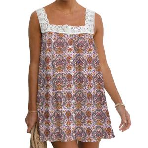 Robe midi en coton pour femmes, neuve d'usine, élégante, décontractée, courte, vêtements pour femmes, vente chaude, belle robe en coton imprimée à la main - Product Image 1