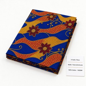 Tissu en Coton Imprimé Wax Africain en Gros 100% Coton Ankara pour Mariage 6 Yards <span class=keywords><strong>Pagne</strong></span> Cérémonie Robe Ghana Kenya OEM - Product Image 3