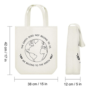Personnalisé pas cher épais doublé maquette Shopper sac Eco plaine coton fourre-tout réutilisable promotionnel toile sac à provisions avec logo personnalisé - Product Image 6